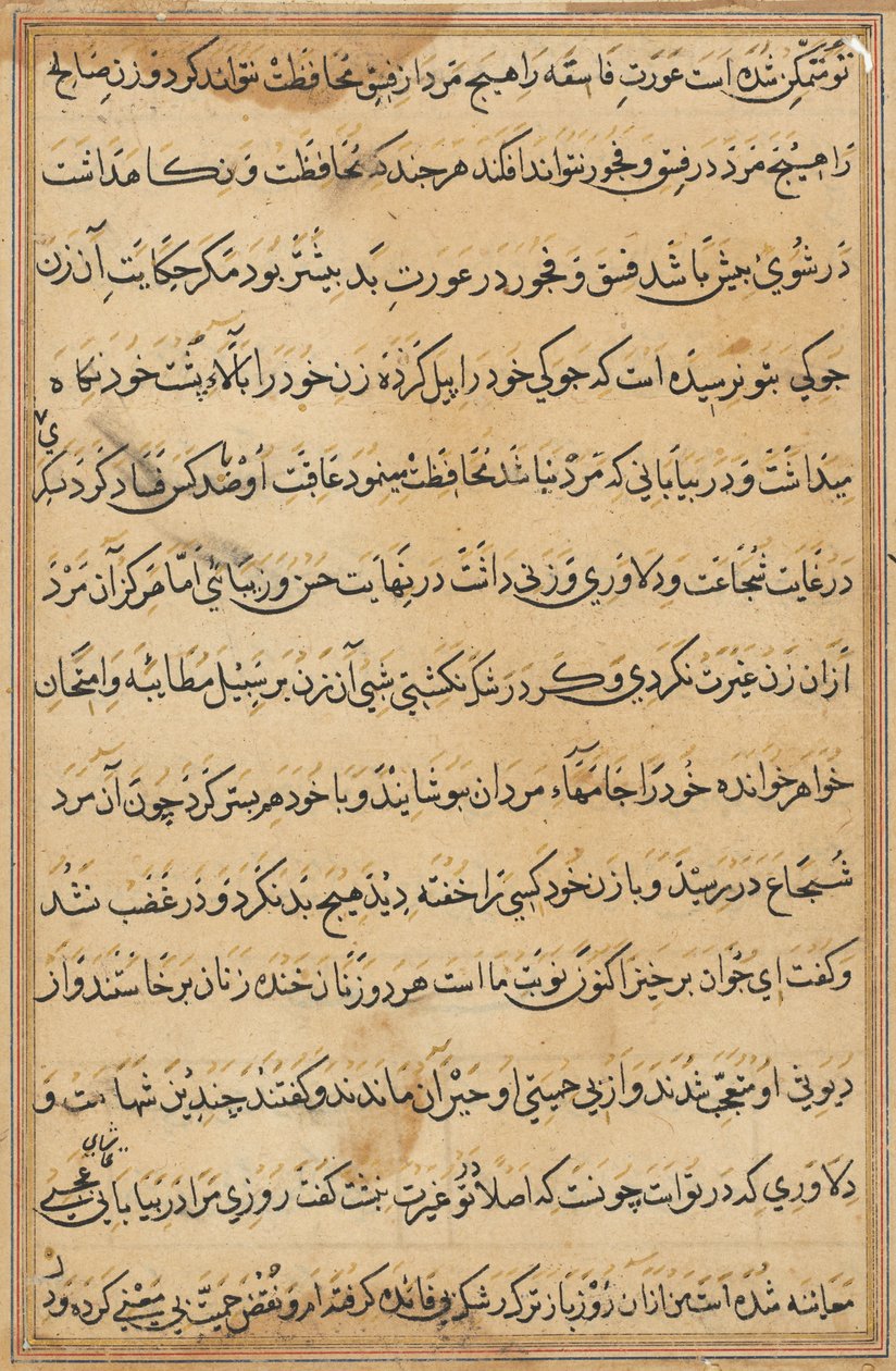 Seite aus Geschichten eines Papageis (Tuti-nama): Textseite von Unknown artist
