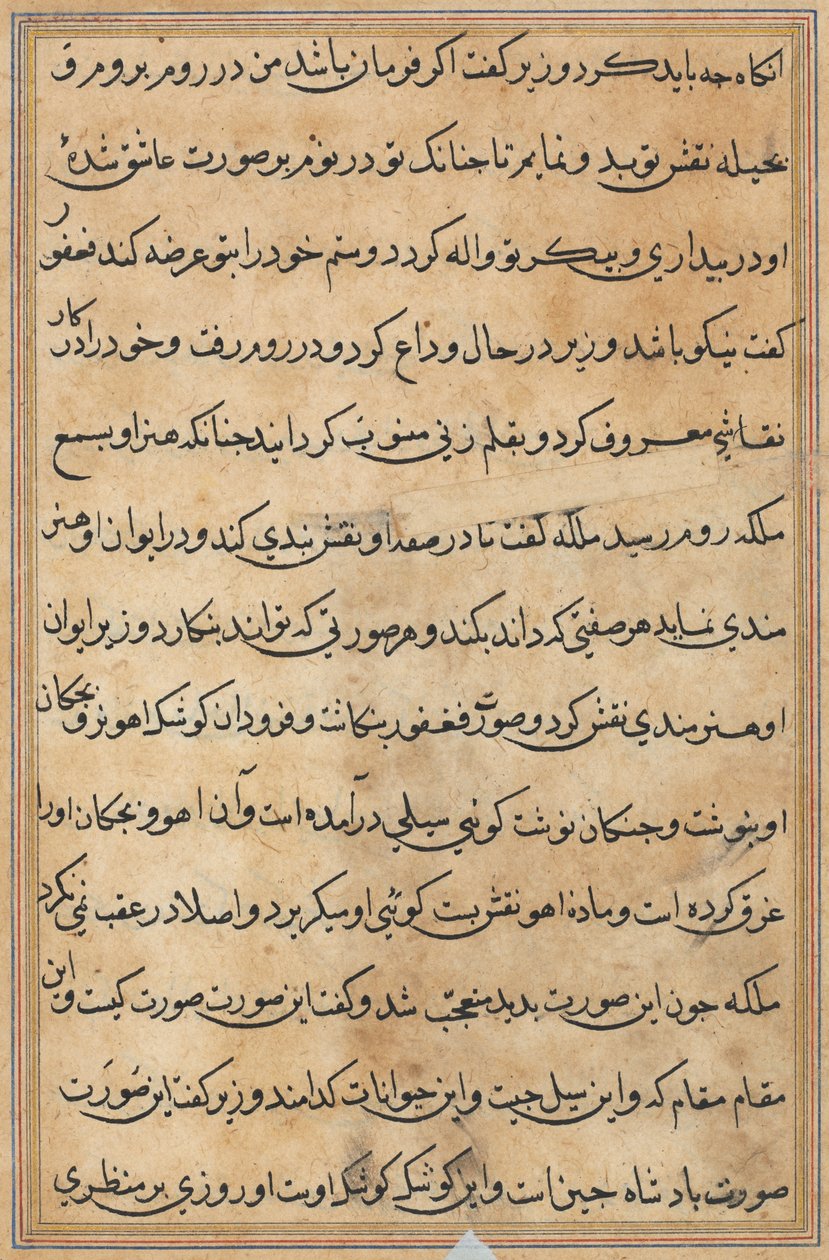 Seite aus Geschichten eines Papageis (Tuti-nama): Textseite von Unknown artist