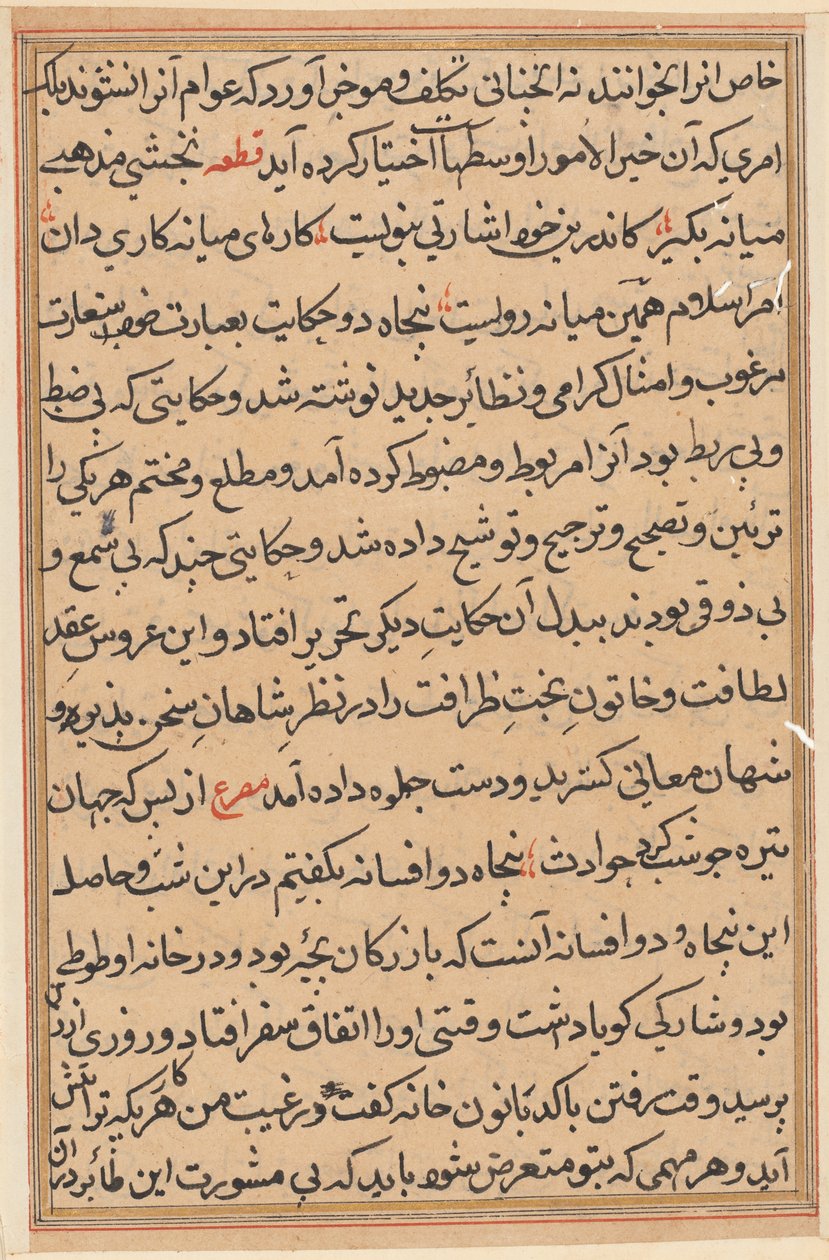 Seite aus Geschichten eines Papageis (Tuti-nama): Textseite von Unknown artist