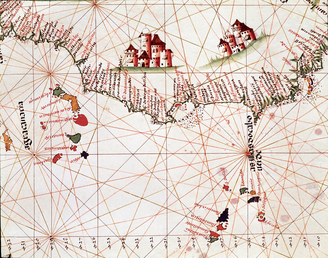 Seiten eines Marinedokuments, das die Kapverdischen Inseln und die Kanarischen Inseln darstellt von Unknown artist