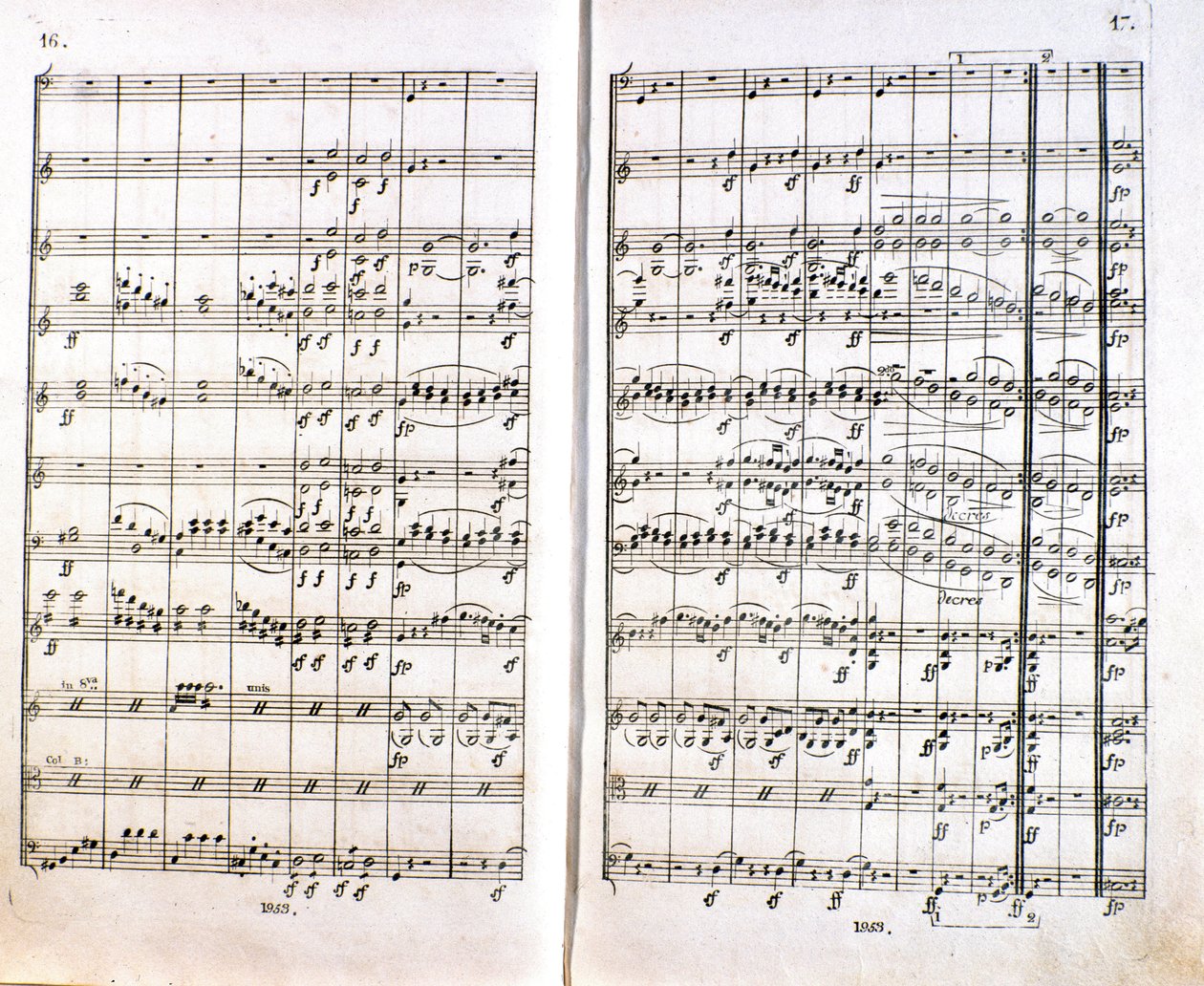 Seite der ersten deutschen Ausgabe der Partitur der Sinfonie Nr. 1 in C-Dur von Ludwig van Beethoven (1799-1800) von Unknown artist