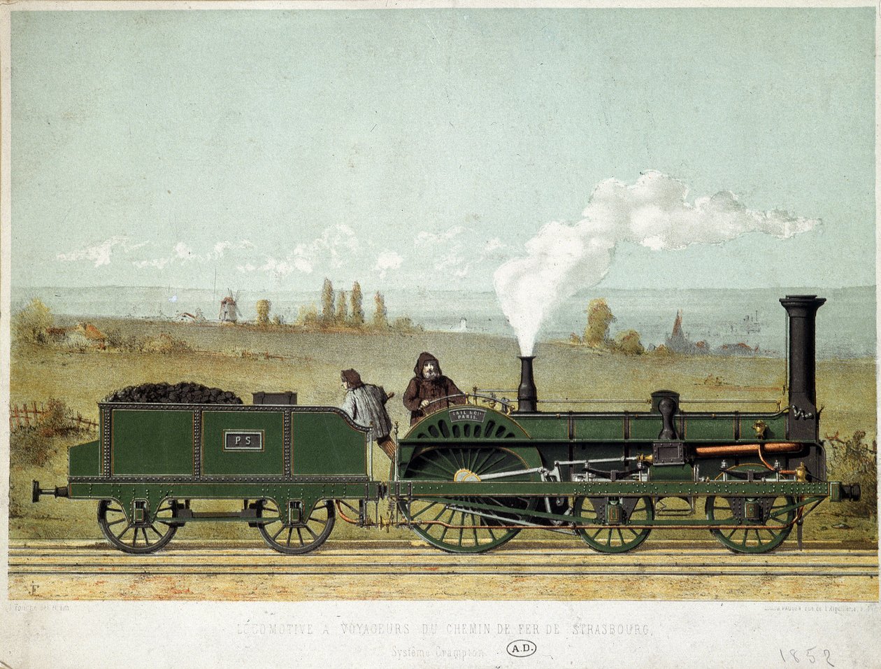 Personenzuglokomotive der Straßburger Eisenbahn (Crampton-System) von Unknown artist