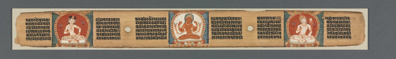 Vollkommenheit der Weisheit in achttausend Zeilen: Ashtasahasrika Prajnaparamita: Verziertes Blatt von Unknown artist