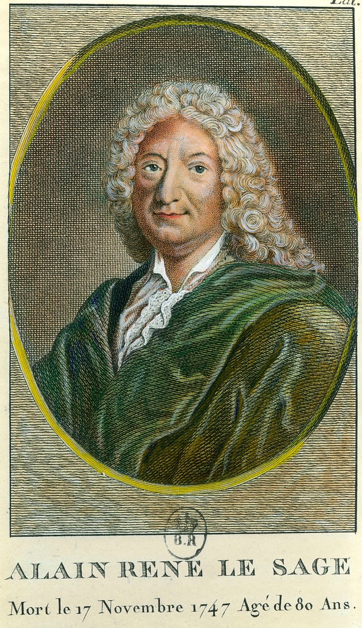 Porträt von Alain René Lesage (Alain-René Le Sage) (1668-1747) französischer Schriftsteller. Gravur des 18. Jahrhunderts. Private Sammlung von Unknown artist