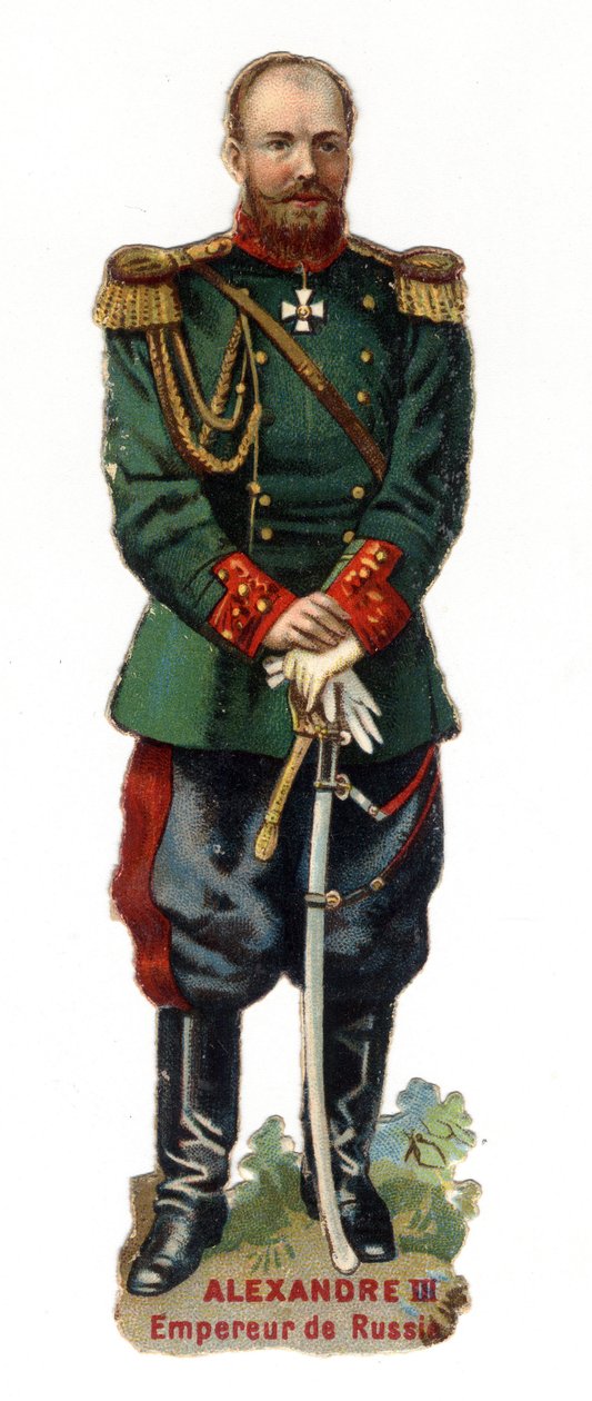 Porträt von Alexander III., Kaiser von Russland (1845-1894). Späte Chromolithographie des 19. Jahrhunderts. Private Sammlung. von Unknown artist