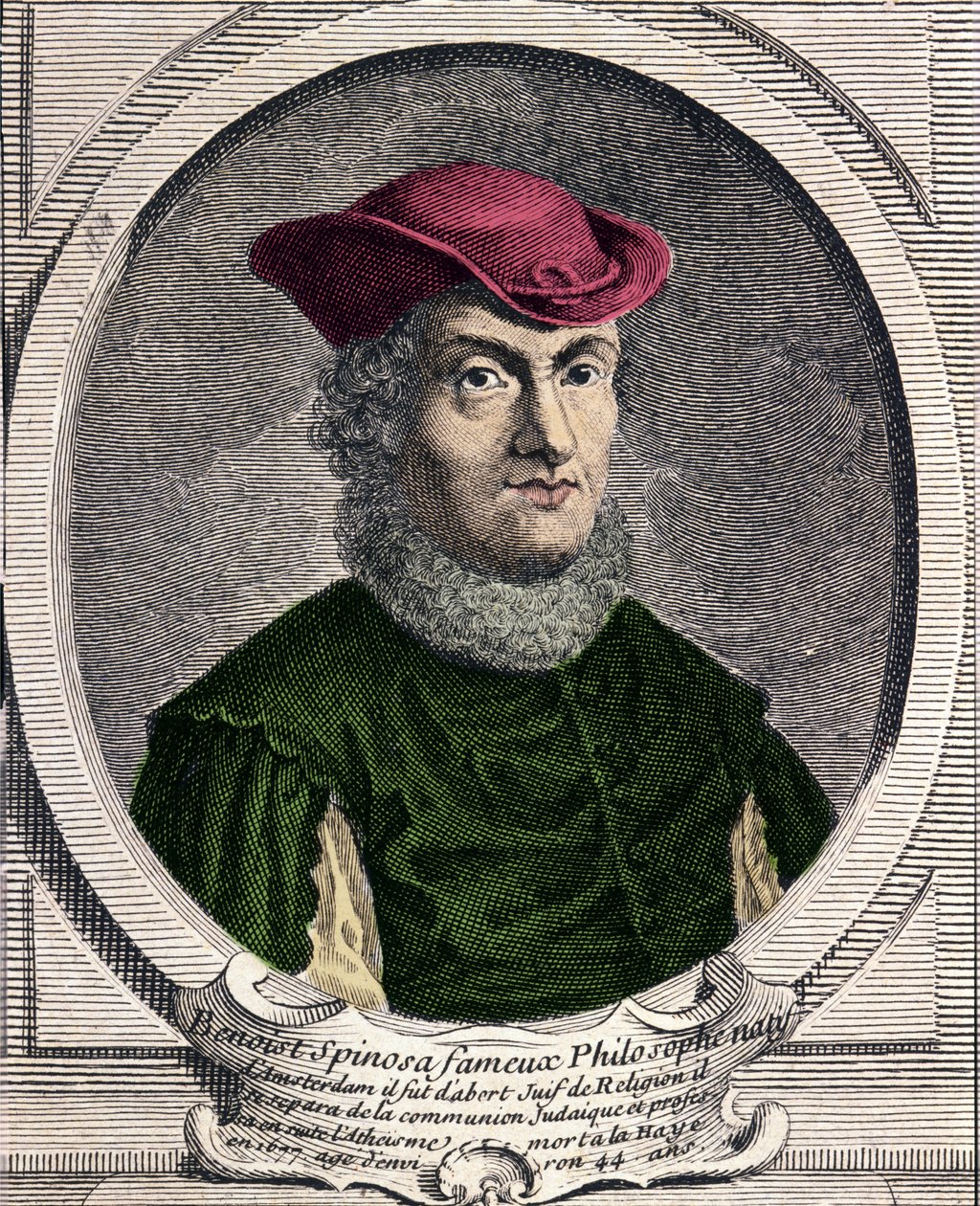 Porträt von Baruch Spinoza (1632-1677), niederländischer Philosoph. Auch bekannt als Bento de Espinosa oder Benedictus de Spinoza oder Benoit de Spinoza. Gravur des 18. Jahrhunderts von Unknown artist