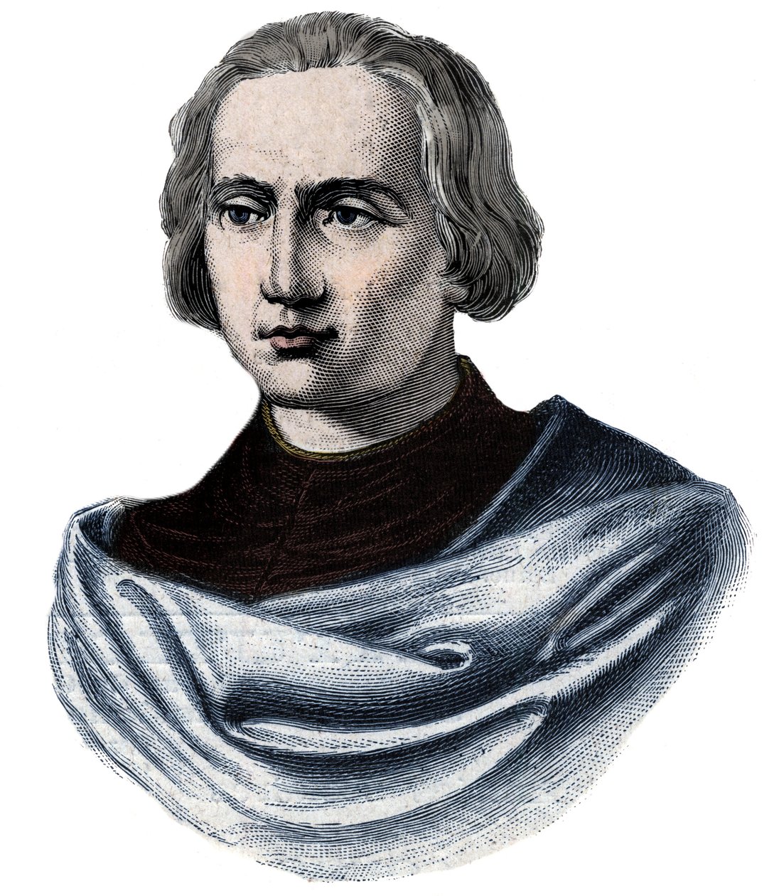 Porträt von Christoph Kolumbus (1451-1506) - Gravur aus dem 19. Jahrhundert von Unknown artist