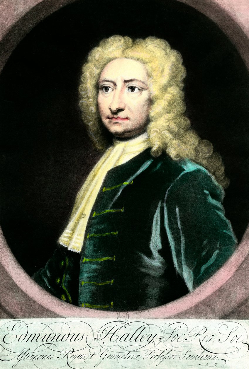 Porträt von Edmond Halley, britischer Astronom. Gravur des 18. Jahrhunderts von Unknown artist