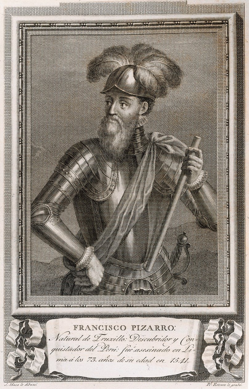 Porträt von Francisco Pizarro (Gravur) von Unknown artist