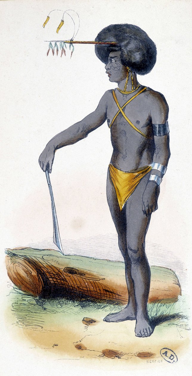 Porträt eines Papua, Volk von Neuguinea. von Unknown artist