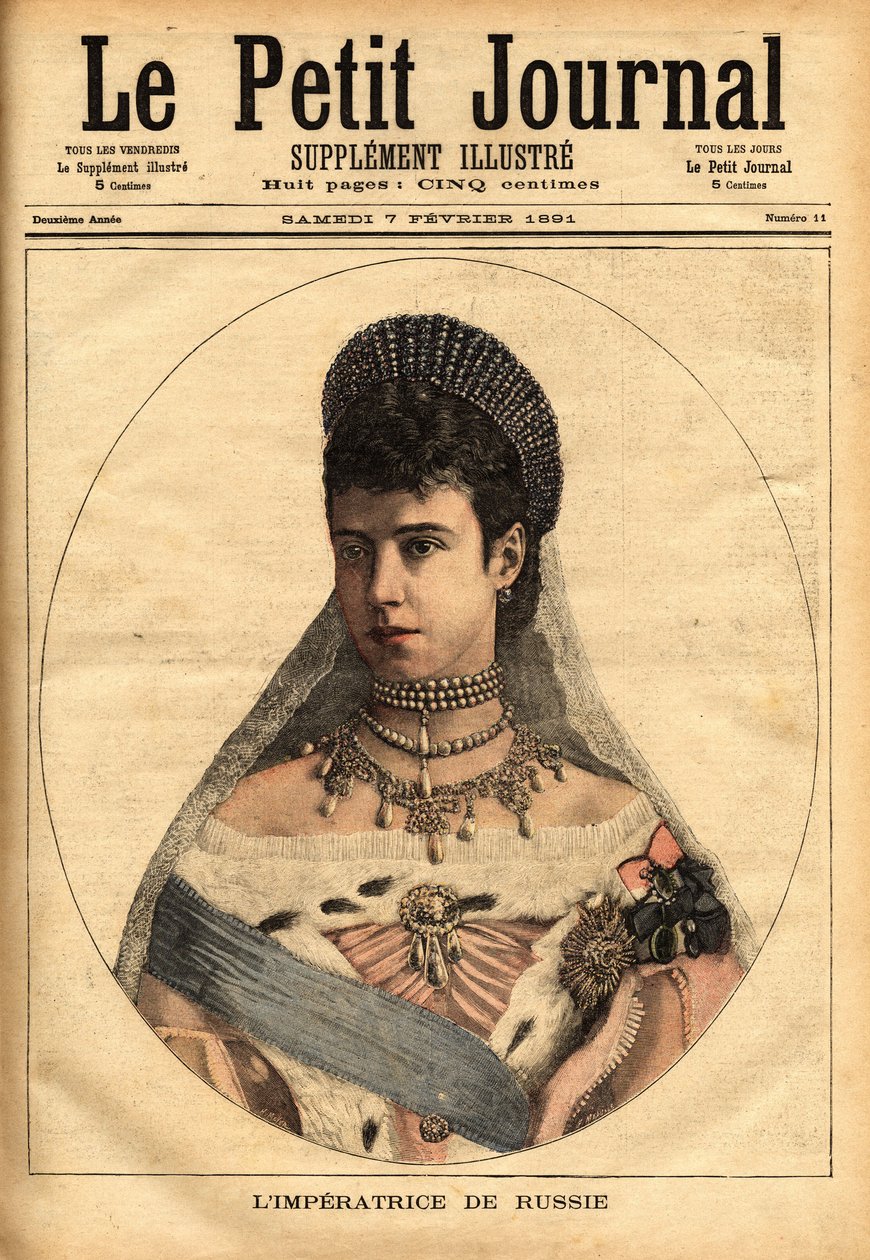 Porträt der dänischen Prinzessin Maria Sophie Dagmar (1847-1928), die unter dem Namen Maria Feodorovna (oder Fiodorovna, oder Fedorovna) im Jahr 1866 Alexander Alexandrowitsch Romanow (1845-1894), oder Alexander III. Kaiser (Zar) von Russland heiratete. Gr von Unknown artist