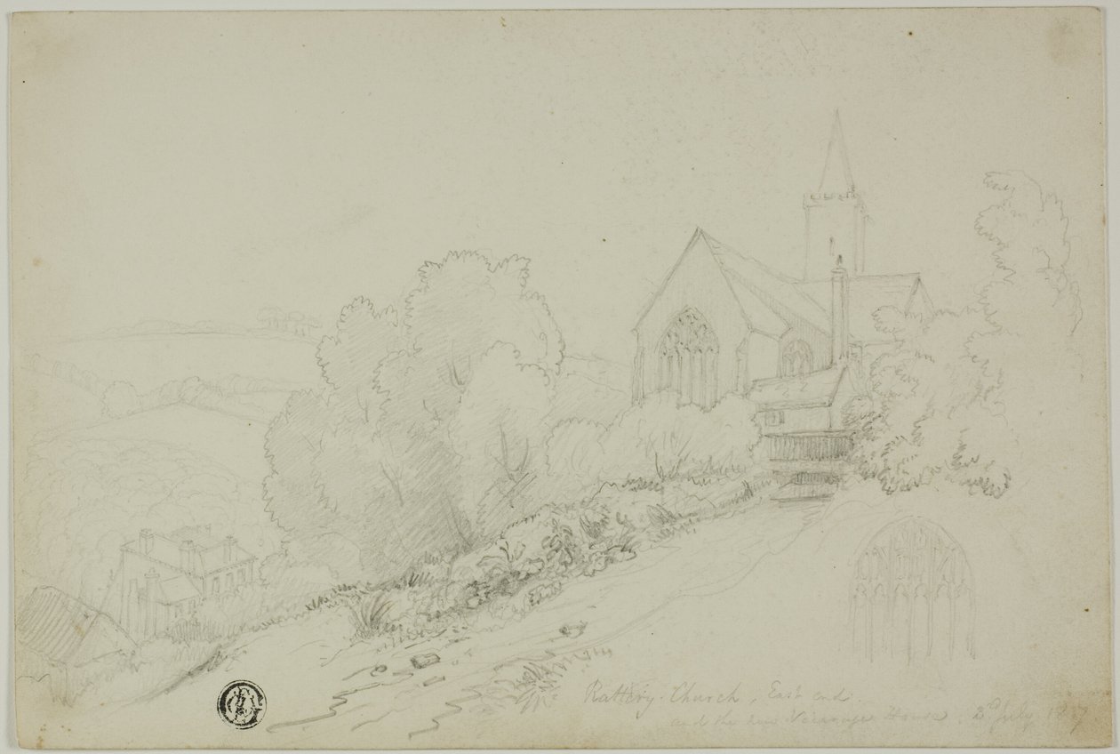 Rattery Kirche, Ostende und das neue Pfarrhaus von Unknown artist
