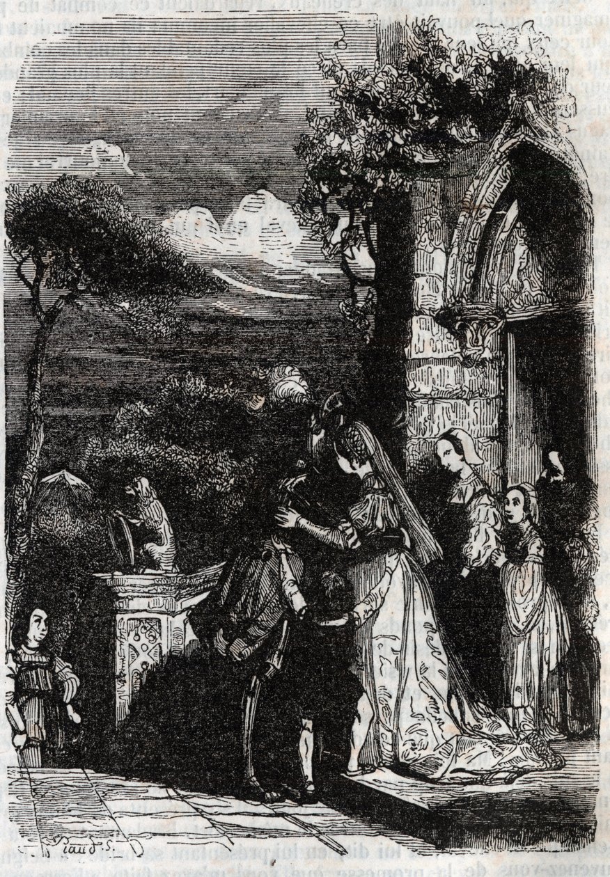 Renaud kehrt zu seiner Familie zurück (Gravur von 1851 aus „Furioser Roland“) von Unknown artist