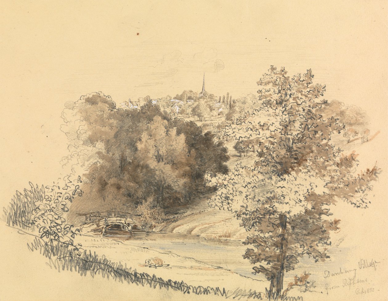 Flusslandschaft mit Stadt in der Ferne von Unknown artist