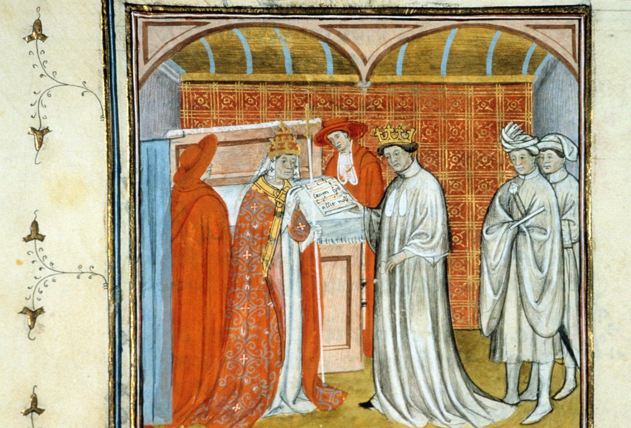 Robert II. der Fromme (ca. 972-1031) - Buchmalerei auf Pergament aus dem Mittelalter „Große Chroniken von Saint-Denis“ Ende des 14. Jahrhunderts (ref. 512 von Unknown artist