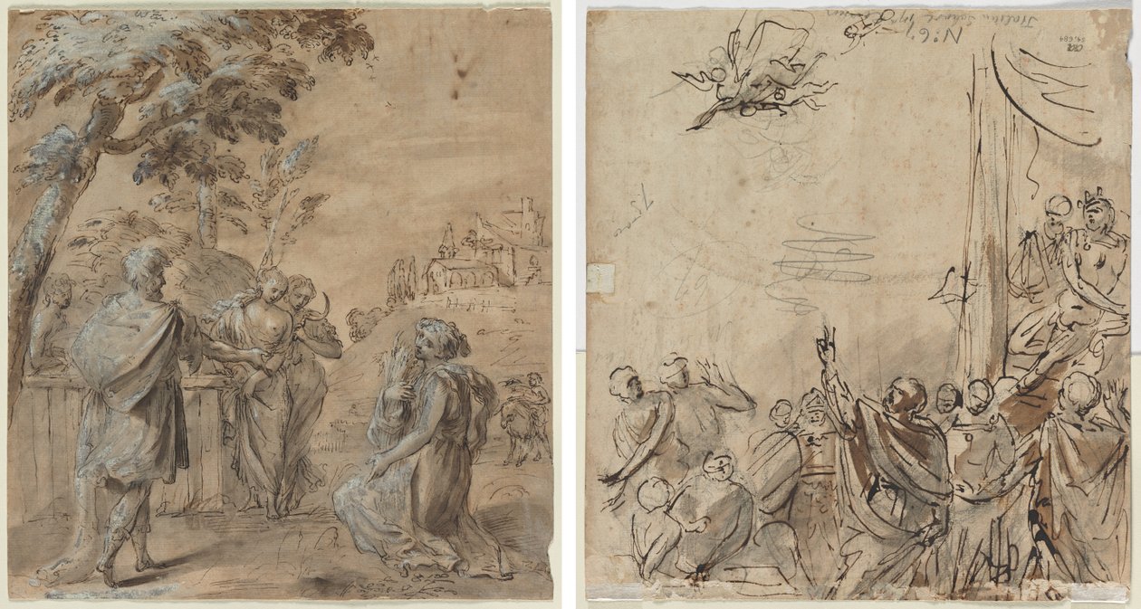 Ruth und Boas (recto) Der Sturz des Simon Magus (verso) von Unknown artist