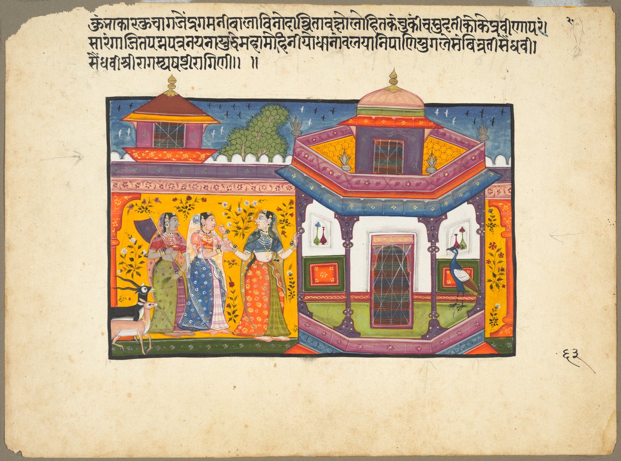 Saindhavi Ragini der "Sri Raga"-Familie, Seite aus einer Ragamala-Serie von Unknown artist
