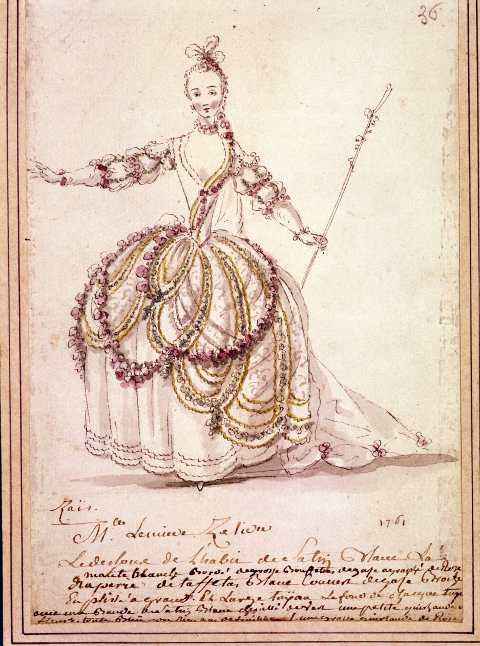 Szenografie: Kostümzeichnung für die Pastorale „Zais“ von Jean-Philippe Rameau (1683-1764) 1761. Aquarell von Unknown artist