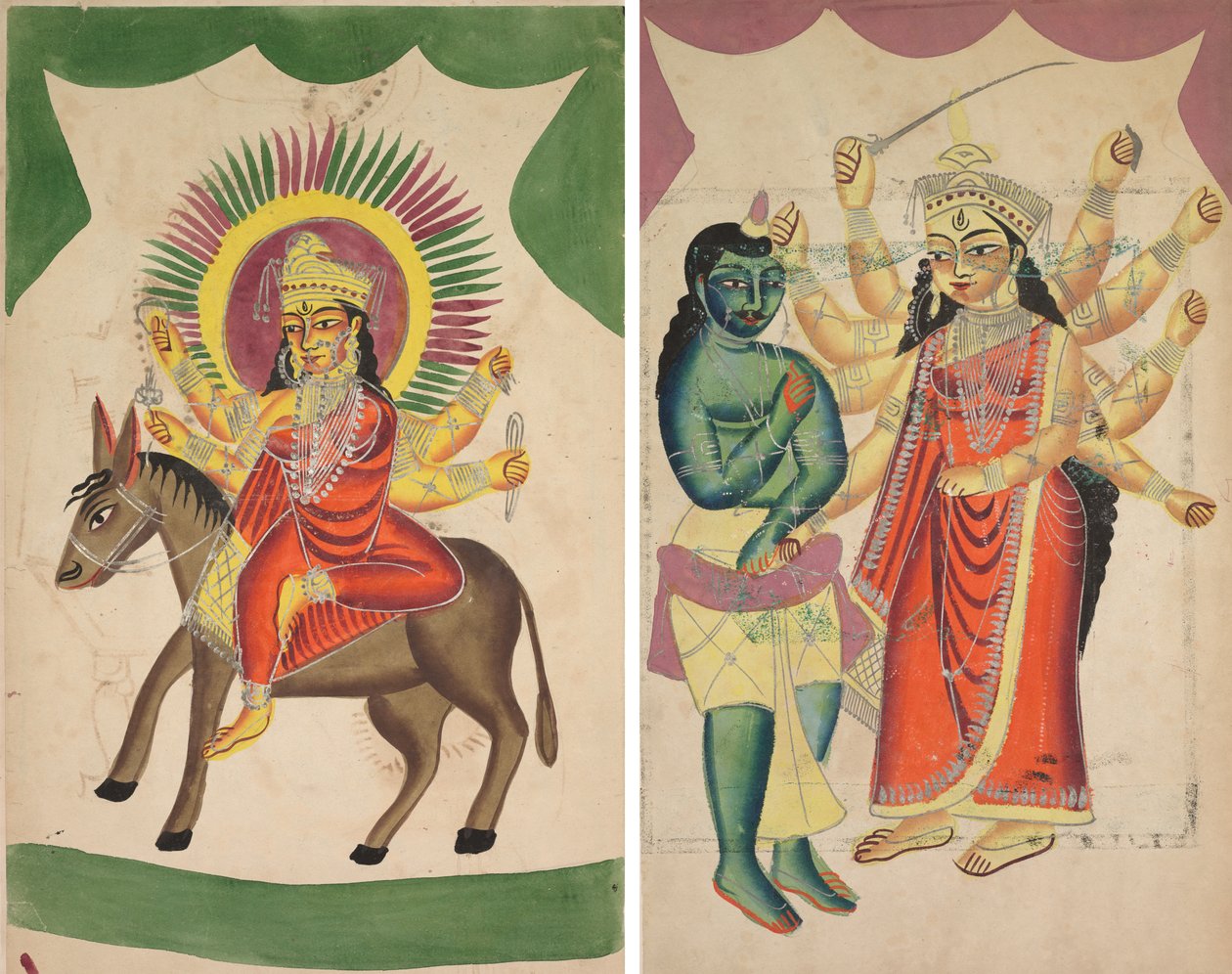Sheetaladevi: Die Pockengöttin (recto); Durga (verso) von Unknown artist