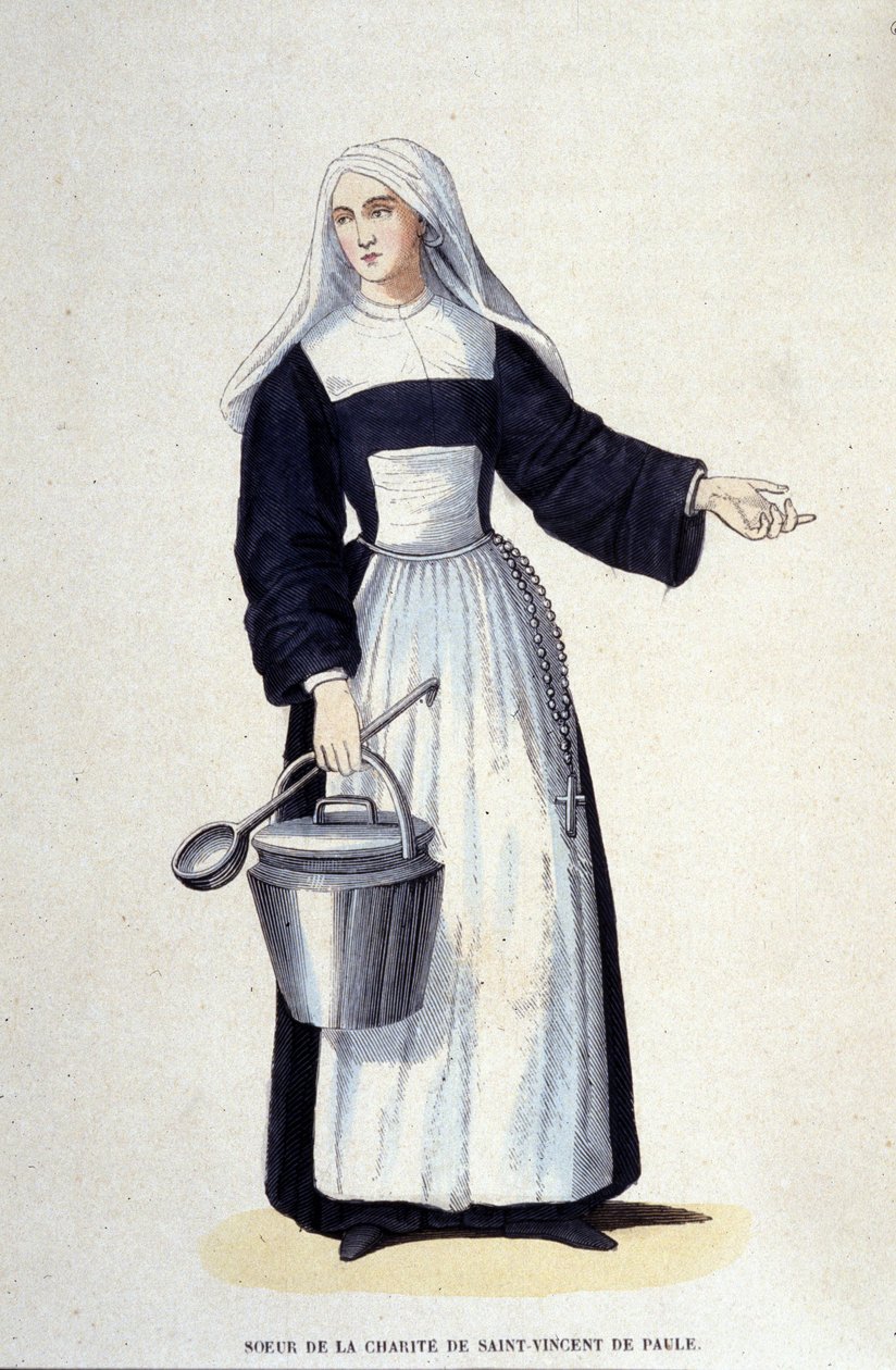Schwester der Nächstenliebe von Saint Vincent de Paul. Gravur aus einem Album über religiöse Orden, Paris von Unknown artist