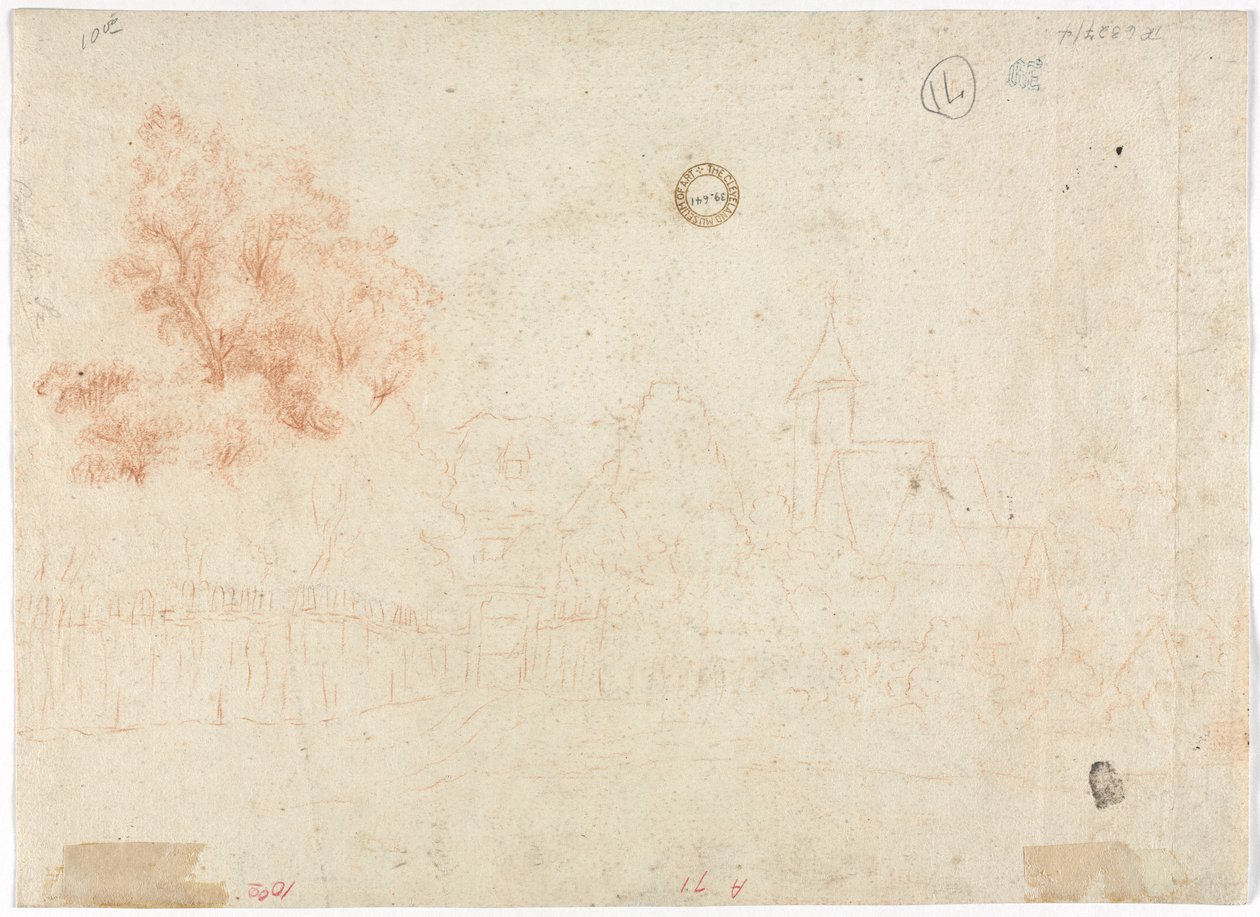 Skizze eines Dorfes (verso) von Unknown artist