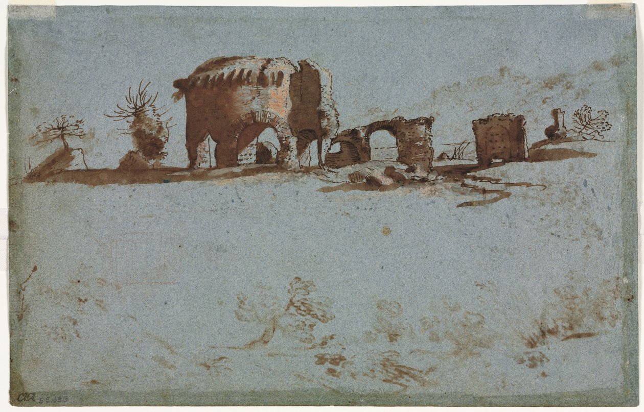 Kleine Gruppe römischer Ruinen (verso) von Unknown artist