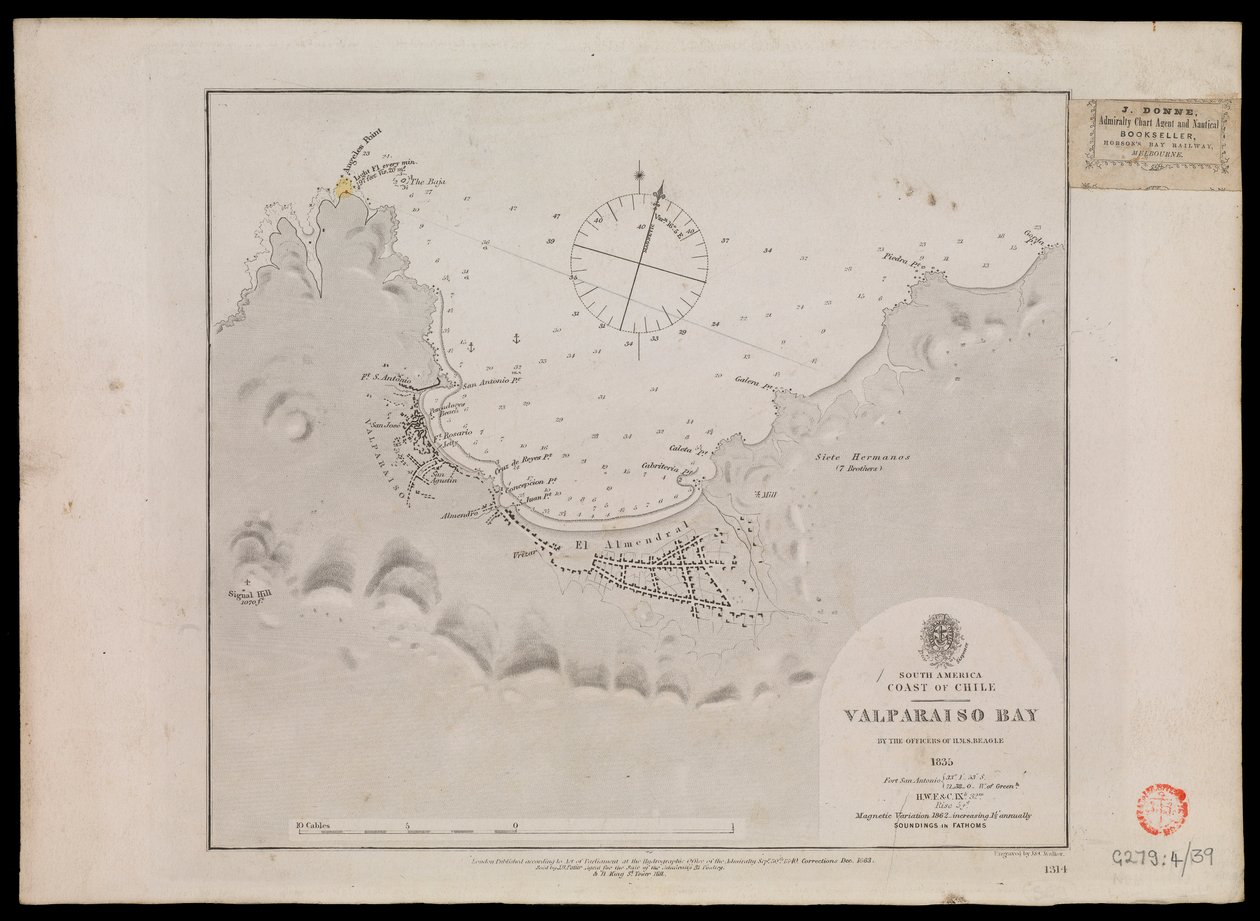 Südamerika, Küste von Chile - Valparaiso Bucht von den Offizieren der HMS 
