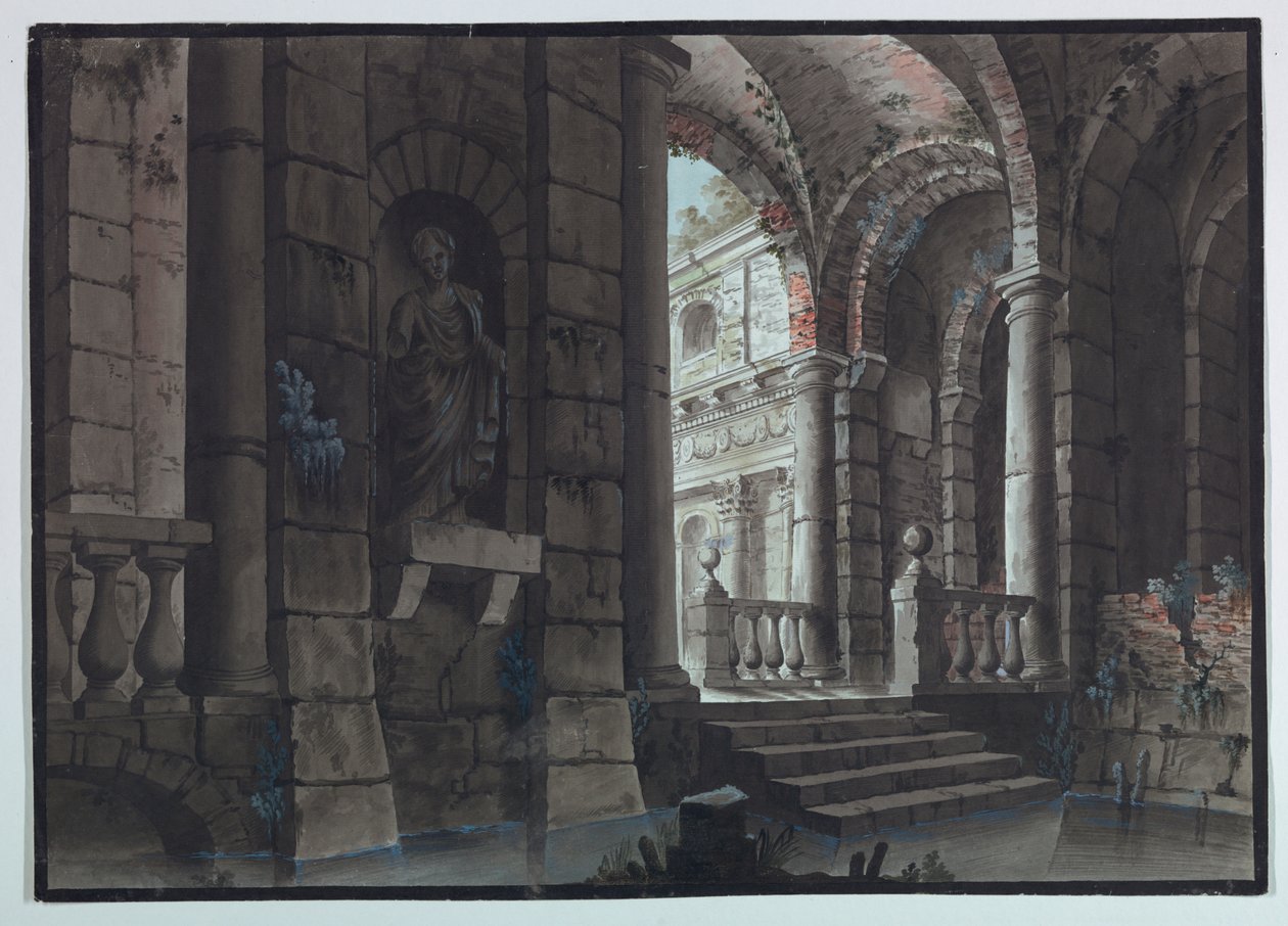 Bühnenbild, antike Ruinen, Innenansicht von Unknown artist