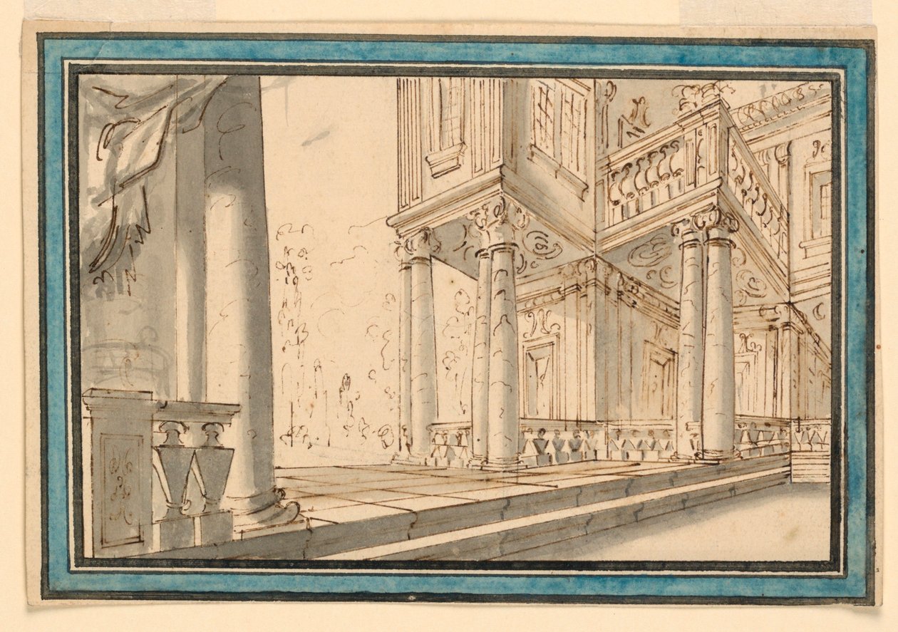 Bühnenbild: Atrium einer Villa von Unknown artist