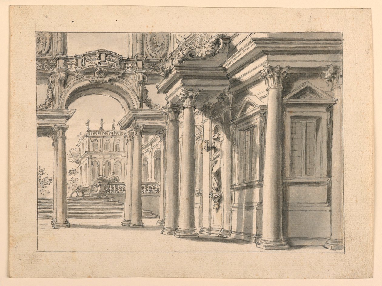 Bühnenbild: Palastgarten-Architektur von Unknown artist
