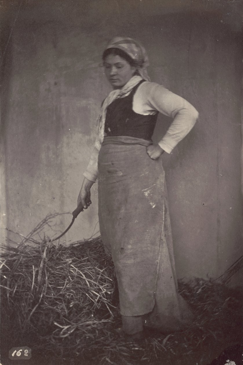 Stehende Frau mit Sense von Unknown artist
