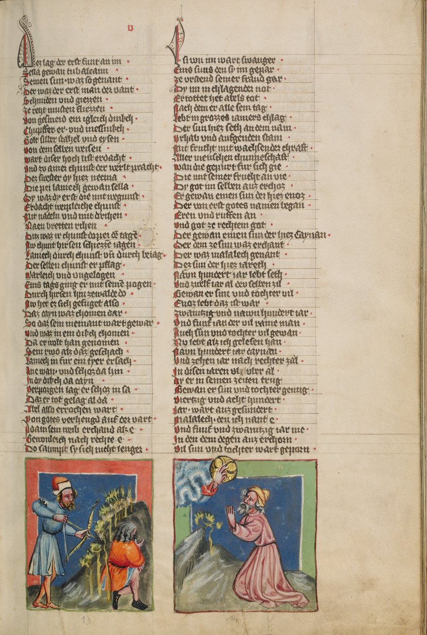 Der blinde Lamech tötet Kain; Henoch vor Gott von Unknown artist