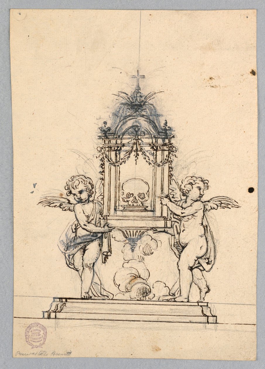 Die Erhebung eines Reliquienschreins mit einem Schädel von Unknown artist