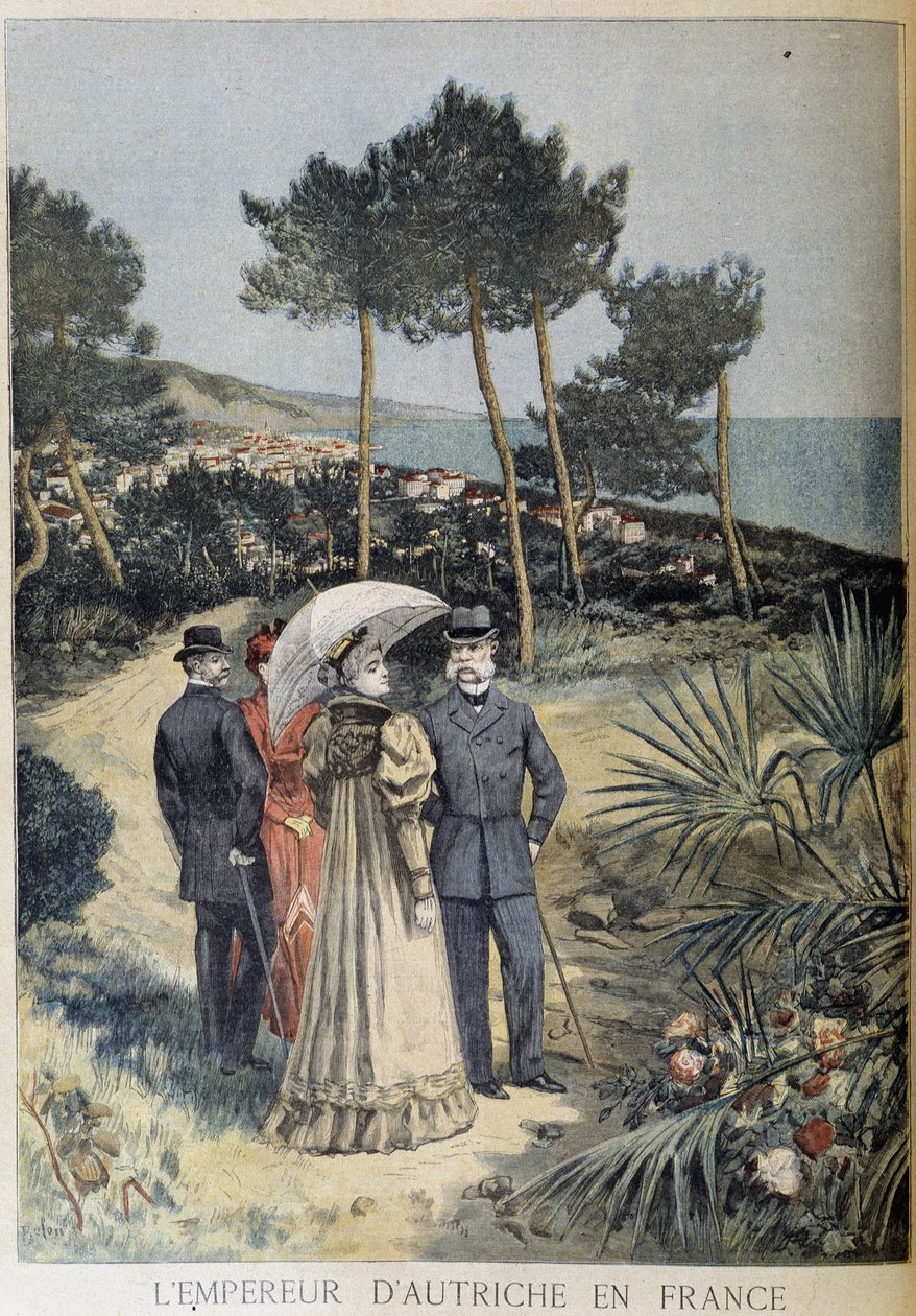 Der Kaiser von Österreich in Frankreich (Besuch des Kaiserpaars Franz Joseph und Elisabeth von Österreich (Sissi) an der Französischen Riviera) von Unknown artist
