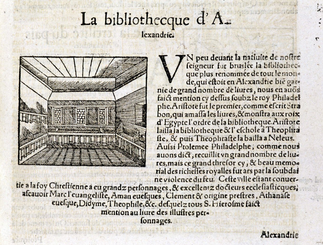 Die Bibliothek von Alexandria - in „Universal Cosmography“ von Unknown artist