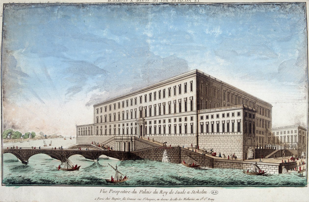 Der Palast des Königs von Schweden in Stockholm - Gravur von Unknown artist