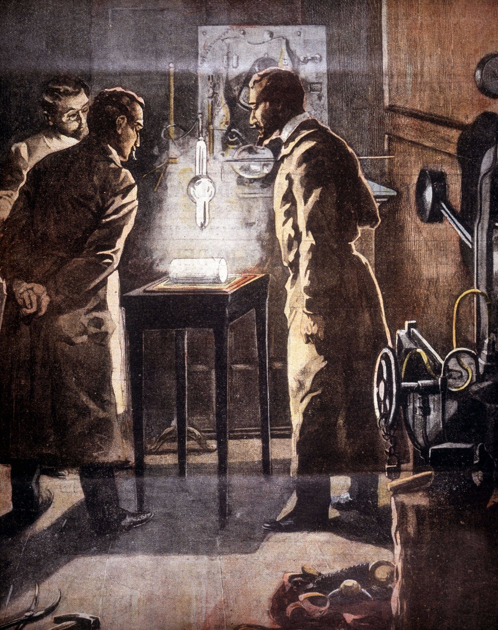 Die Röntgenstrahlen. Entdeckt 1895. Illustration des Experiments. von Unknown artist