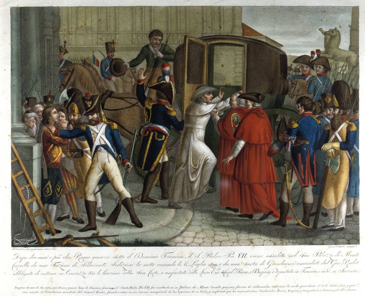 Die Verhaftung von Pius VII. (1742 - 1823) in Savona im Jahr 1809. von Unknown artist