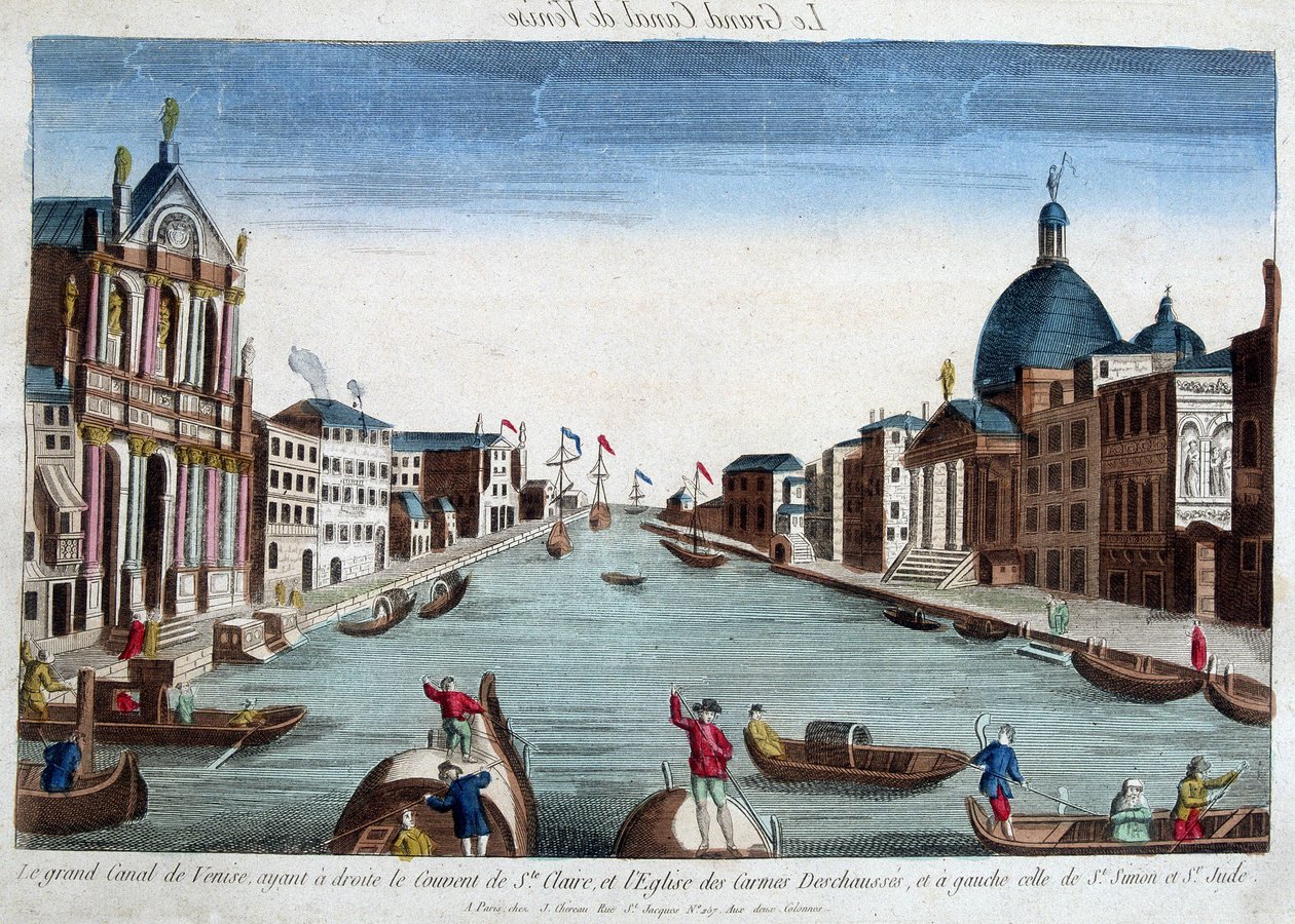 Der große Kanal von Venedig. Rechts: das Kloster Santa Claire und die Kirche der Karmeliten. Links: Kirche von St. Simon und St. Jude. von Unknown artist