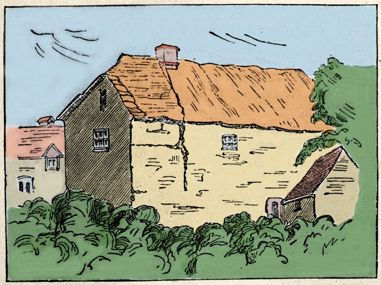 Das Haus von Francis Drake (1540-1596), britischer Entdecker und Freibeuter in Crowndale bei Tavistock. Es wurde im 19. Jahrhundert zerstört von Unknown artist