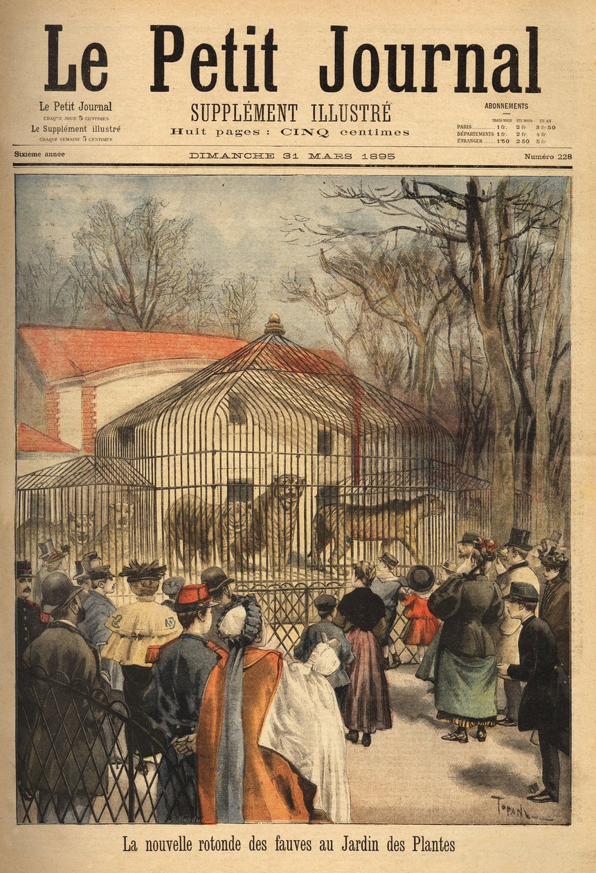 Die neue Rotunde der Tiere im Jardin des Plantes in Paris. Gravur in „Le petit journal“ 31/03/1895. Sammlung Selva. von Unknown artist