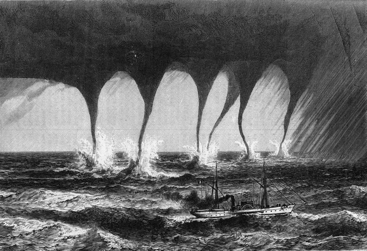 Trumbe beobachtet auf See von Herrn Coffinieres de Nordeck. Gravur im „Le Journal de la jeunesse“. von Unknown artist