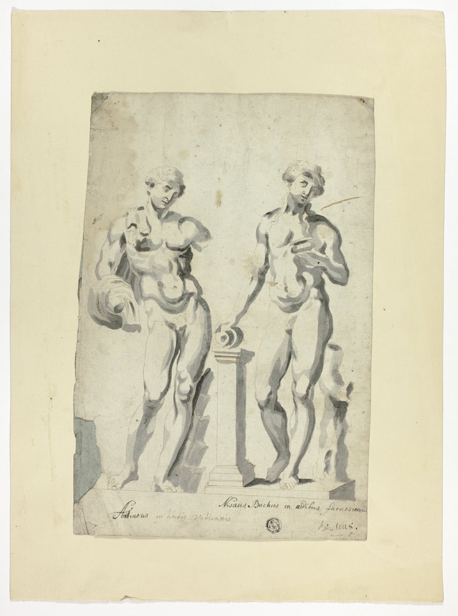 Zwei Skulpturen: Antinous in den Vatikanischen Gärten und Nisaus Bacchus im Farnese-Palast von Unknown artist