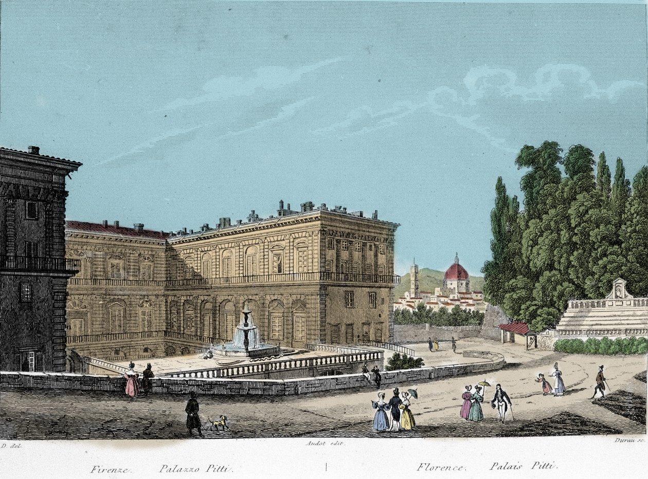 Ansicht des Pitti-Palastes in Florenz. 19. Jahrhundert von Unknown artist