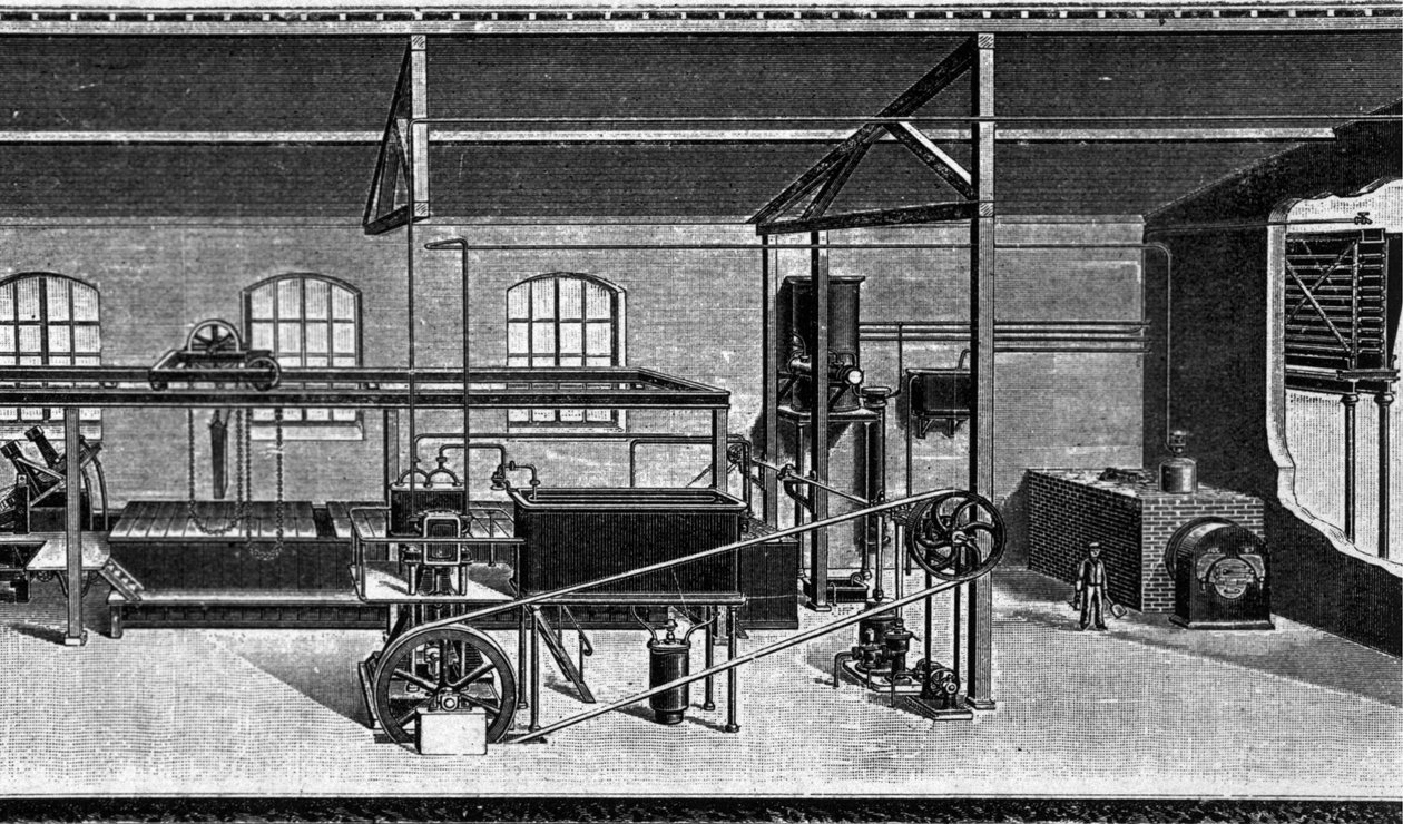 Ansicht einer Eisfabrik im Jahr 1860. (Zollinstallation) von Unknown artist