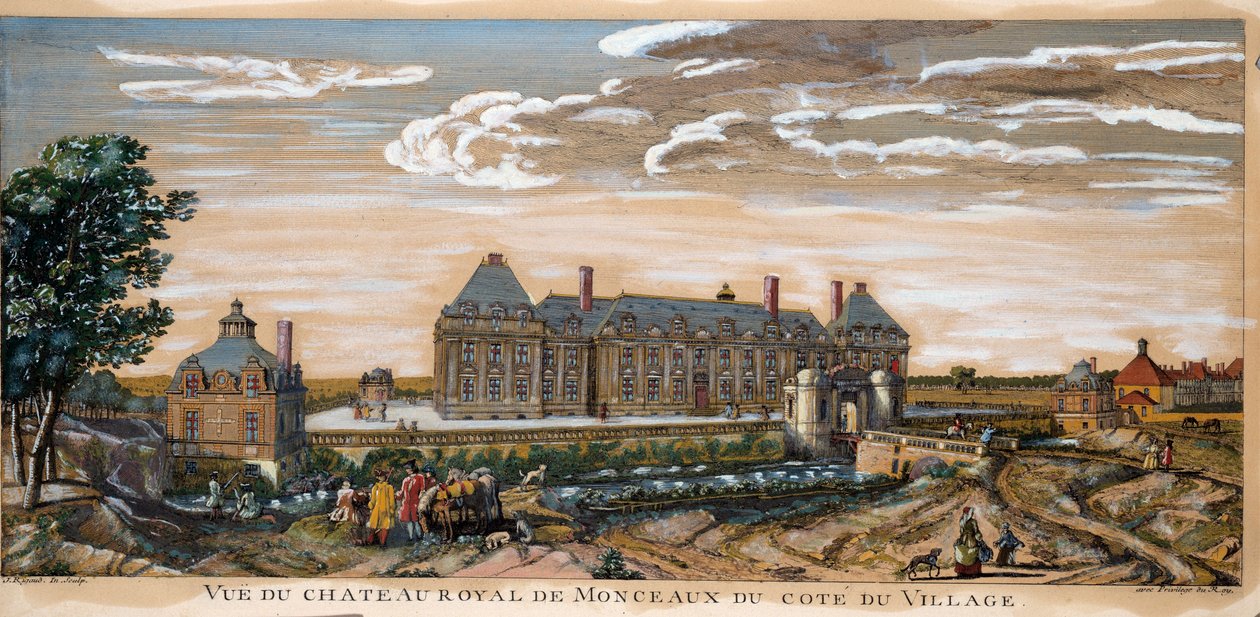 Ansicht des Château Royal de Monceaux. Gravur von 1740. Private Sammlung. von Unknown artist