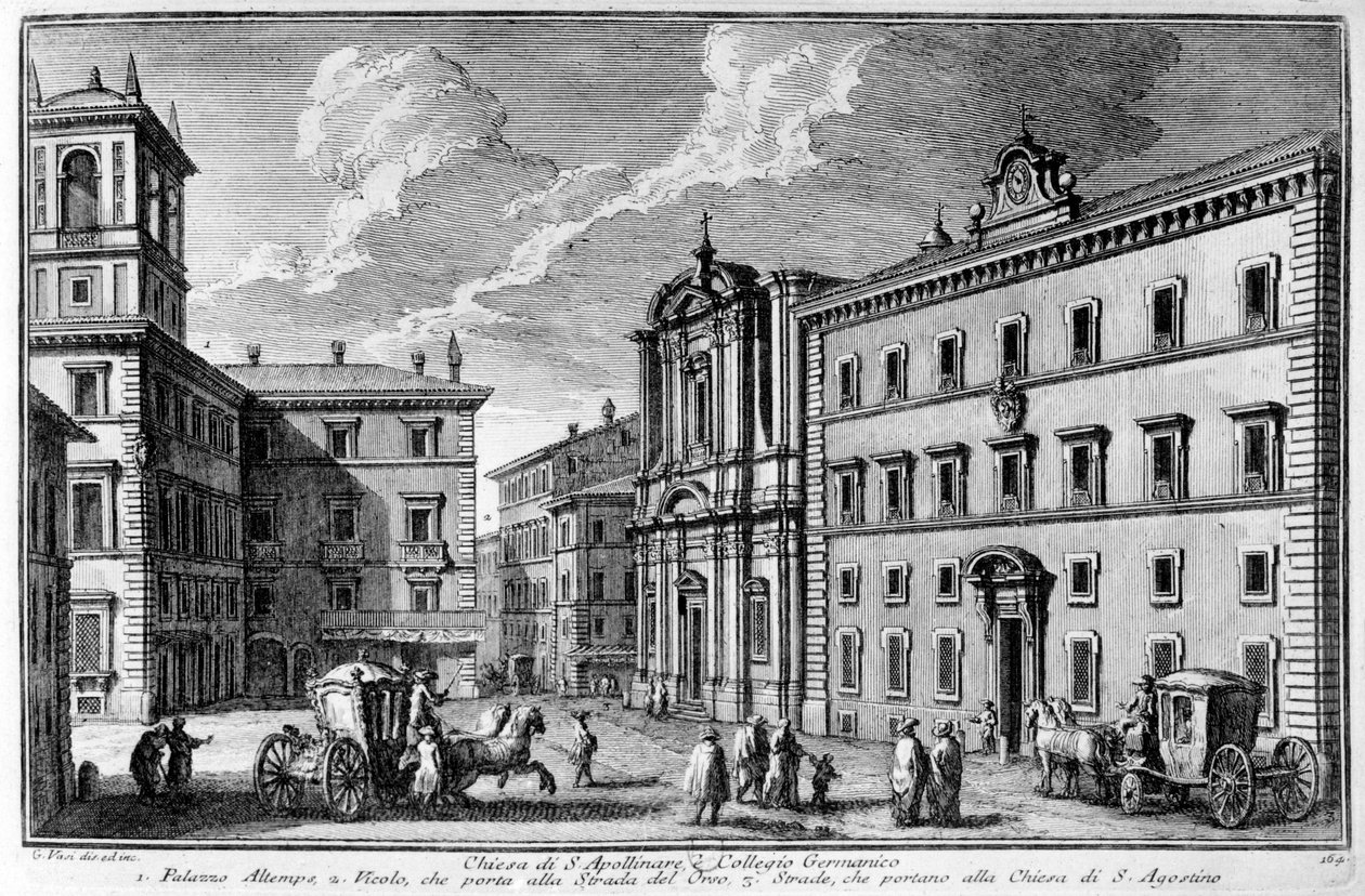 Ansicht der Kirche St. Apollinar und des Germanischen Kollegs (Collegio Germanico) in Rom Ende des 18. Jahrhunderts von Unknown artist
