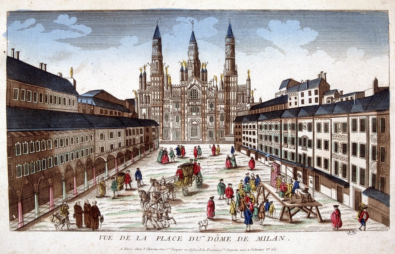 Ansicht des Domplatzes in Mailand. Frühes 18. Jahrhundert von Unknown artist