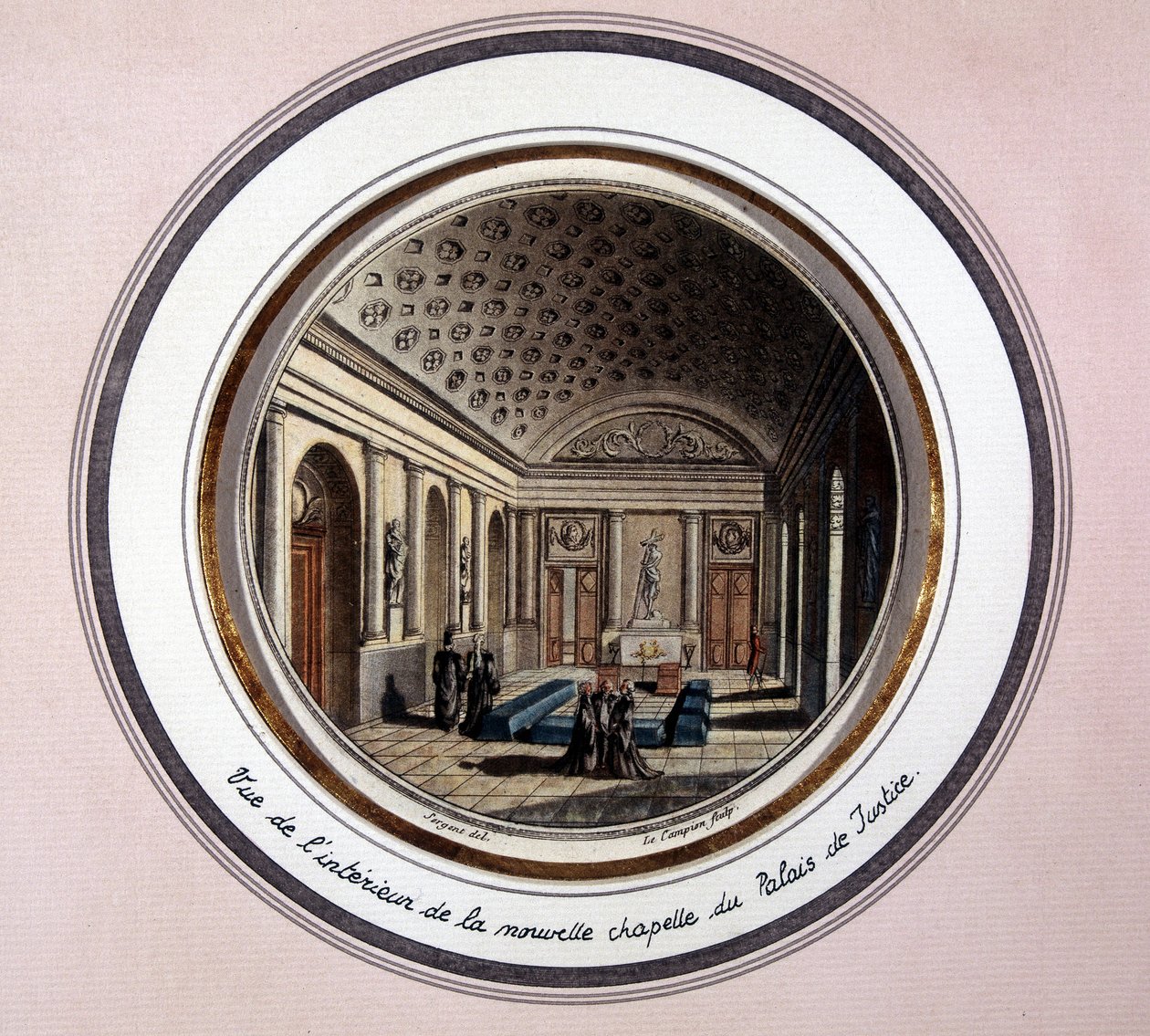 Ansicht des Inneren der Sainte Chapelle de Paris - Gravur von Unknown artist