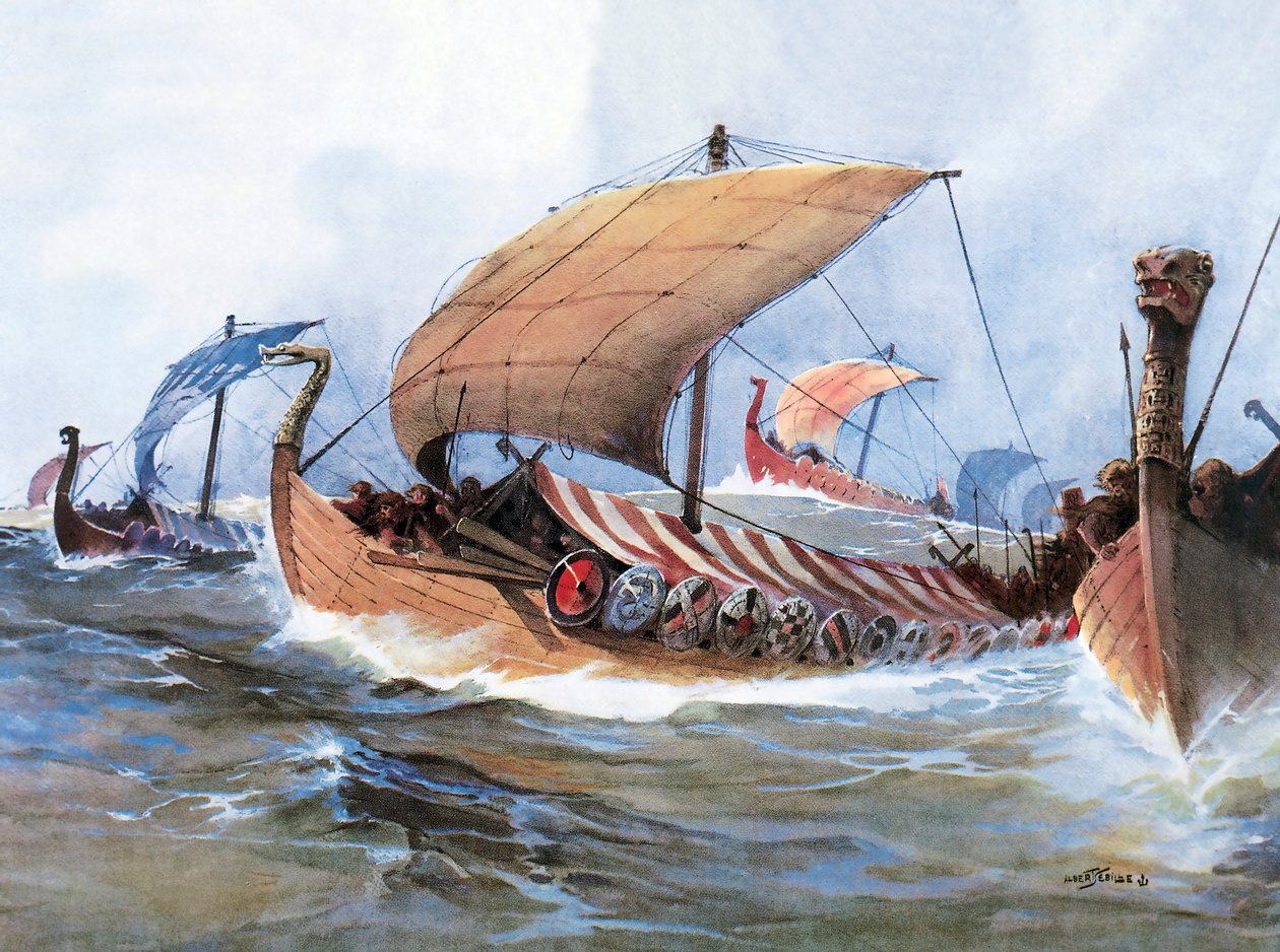 Wikingerboot auf dem Weg nach Normandie von Unknown artist